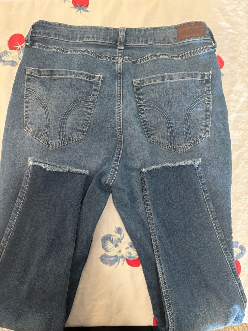 Hollister Light-Medium Blue Patchwork Straight Leg Jeans